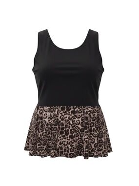 Kathleen Kirkwood Black Tank with Leopard Peplum